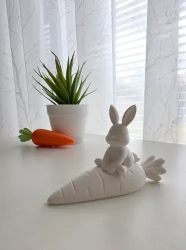 Escultura- Conejo De Pascua Tierno Sobre Zanahoria - Foto 6