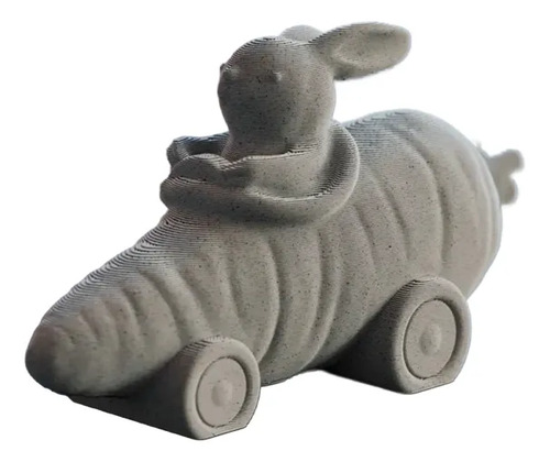 Figura Decorativa De Conejo Lindo En Carro De  Zanahoria