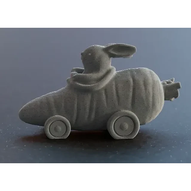 Figura Decorativa De Conejo Lindo En Carro De  Zanahoria
