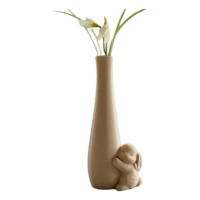 Jarrón De Pascua Con Conejo Abrazando 1