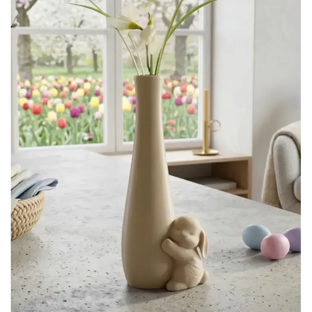Jarrón De Pascua Con Conejo Abrazando 4