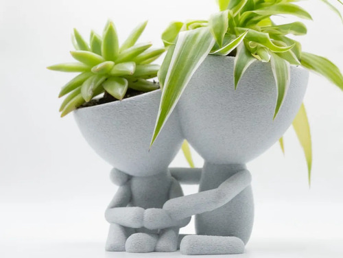 Figura Decorativa Macetero Madre E Hijo