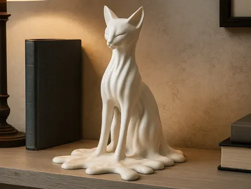 Escultura Gato Surrealista Derritiéndose
