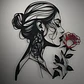 Decoración De Pared Mujer Y Rosa - Miniatura 1