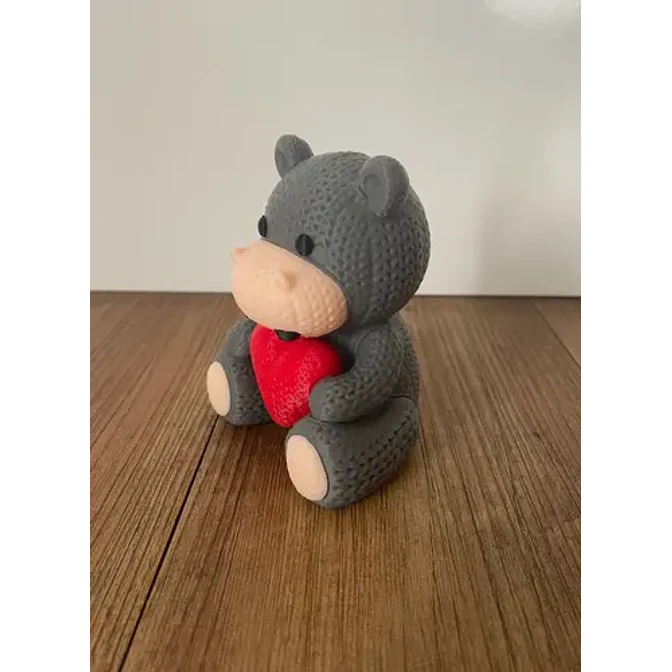 Figura Decorativa - Hipopótamo Tejido Con Corazón 2