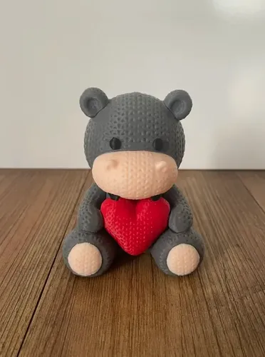 Figura Decorativa - Hipopótamo Tejido Con Corazón - Foto 3