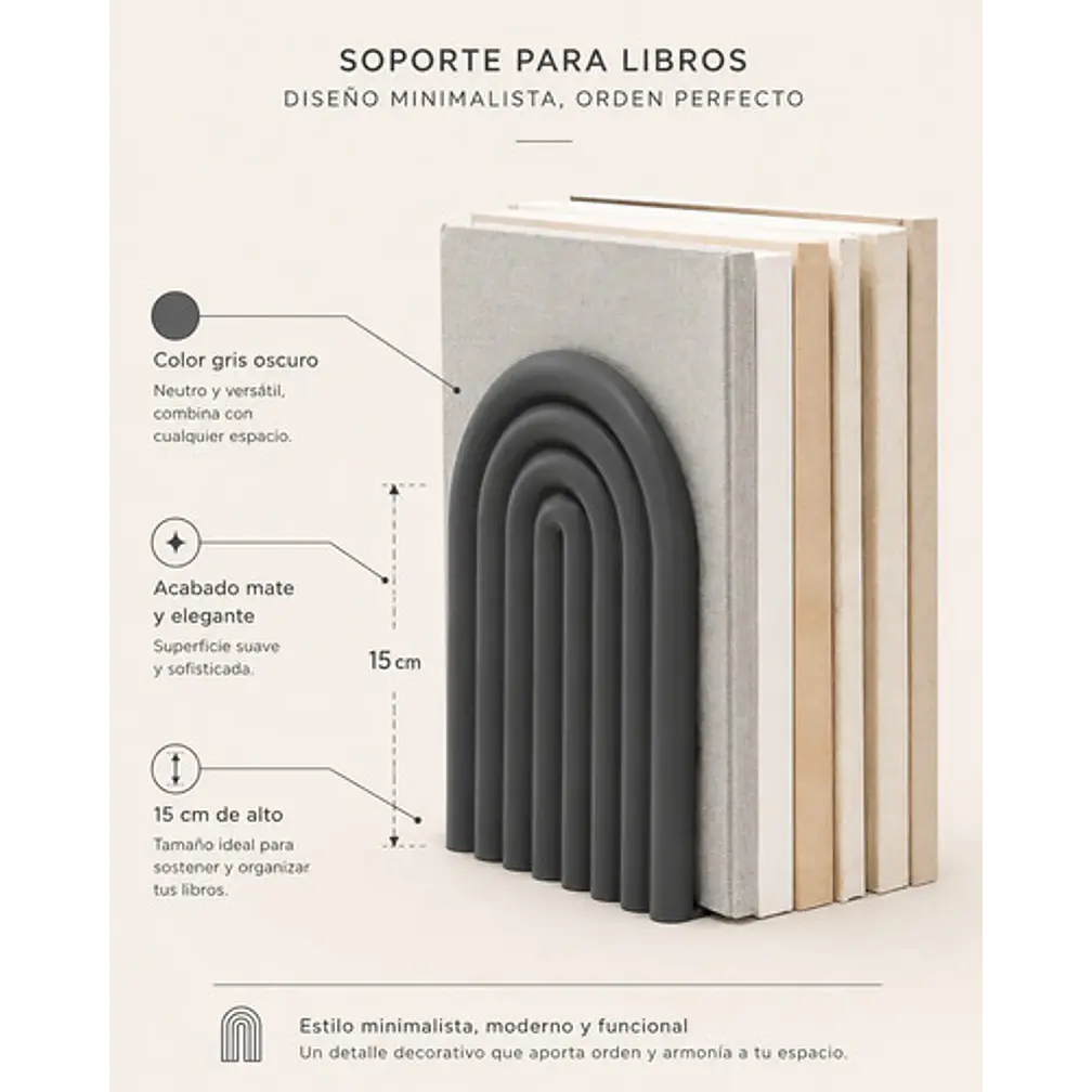 Figura Decorativa De Sujeta Libros De Arco Moderno 3