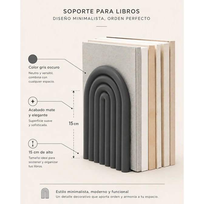 Figura Decorativa De Sujeta Libros De Arco Moderno 3