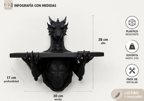 Estantería De Pared- Dragón Guardián - Foto 3