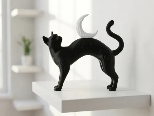 Escultura Decorativa- Gato Sobre Luna - Foto 3