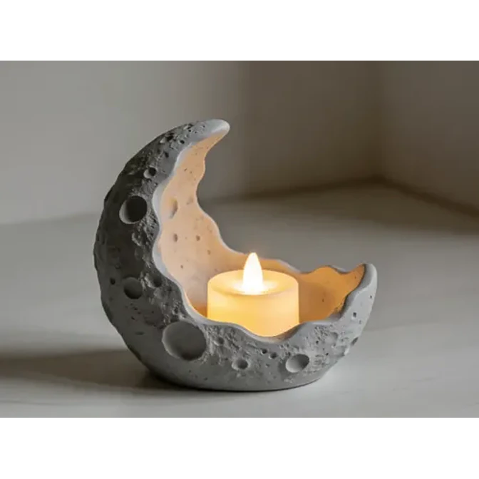 Portavelas Led Forma Lunar 4
