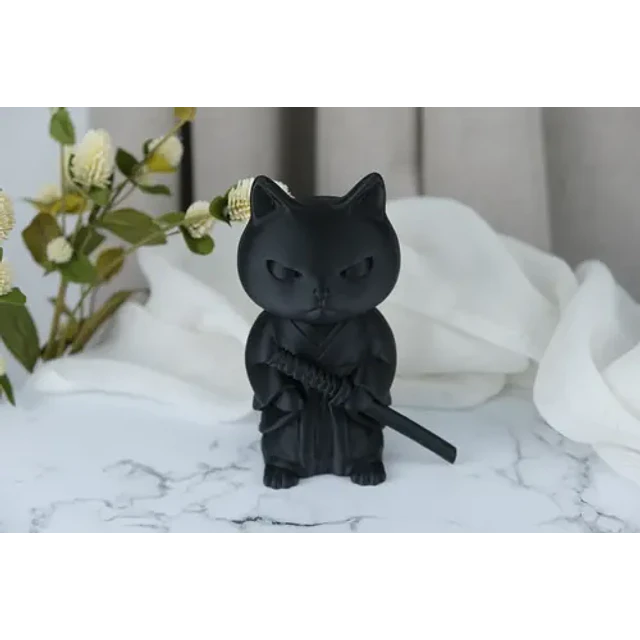 Escultura Gato Samurái