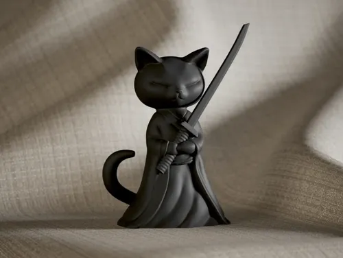 Escultura Gato Samurai Silencioso - Foto 2