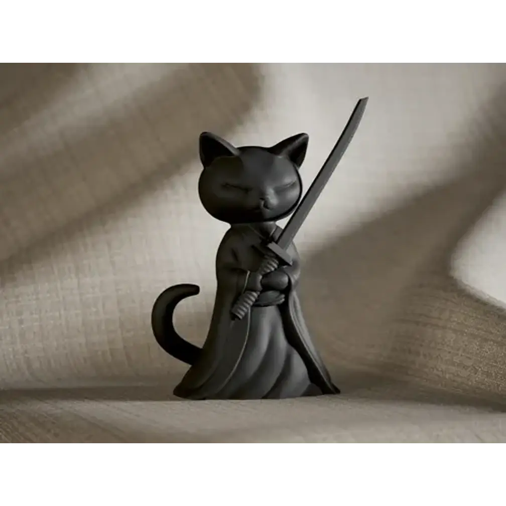 Escultura Gato Samurai Silencioso 2