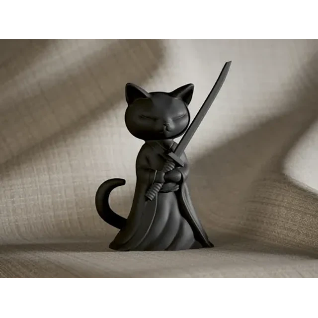 Escultura Gato Samurai Silencioso