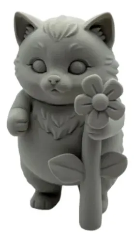 Escultura Decorativa- Gatito Flor