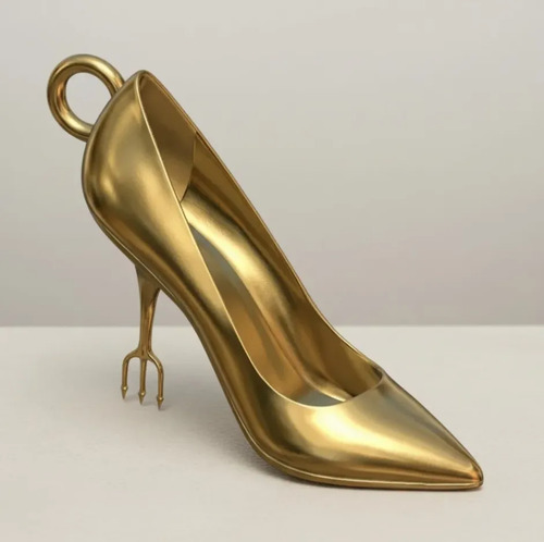 Llavero Zapato Dorado El Diablo Viste A La Moda
