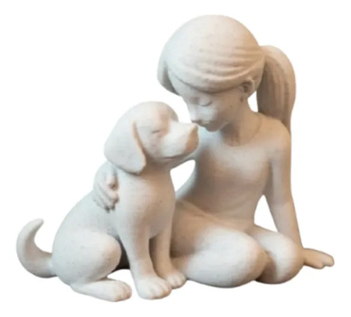 Escultura Decorativa- Lazo De Niña Y Perro