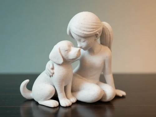 Escultura Decorativa- Lazo De Niña Y Perro - Foto 3