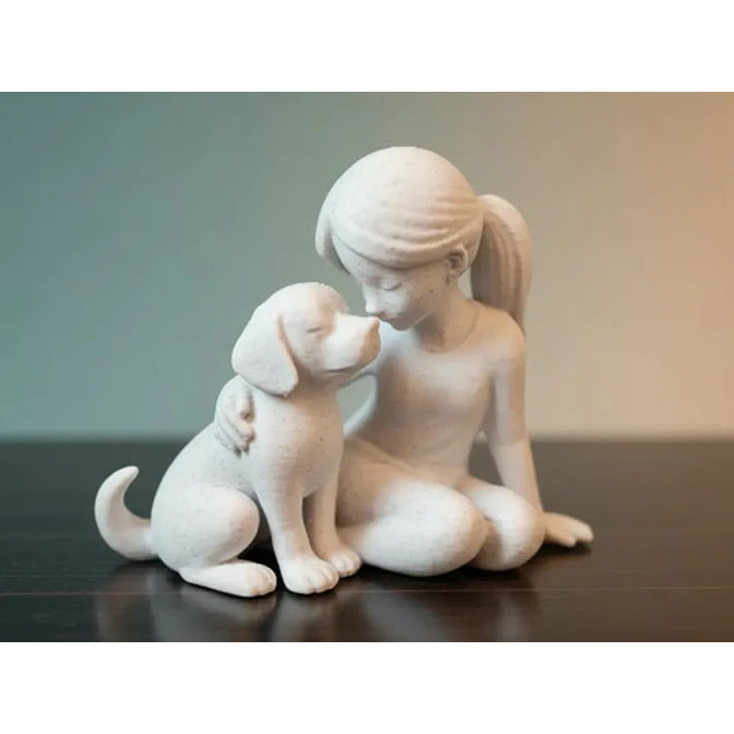 Escultura Decorativa- Lazo De Niña Y Perro 3