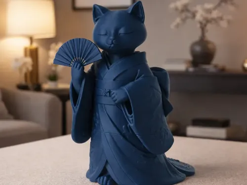 Escultura Decorativa- Gato Con Kimono - Foto 2