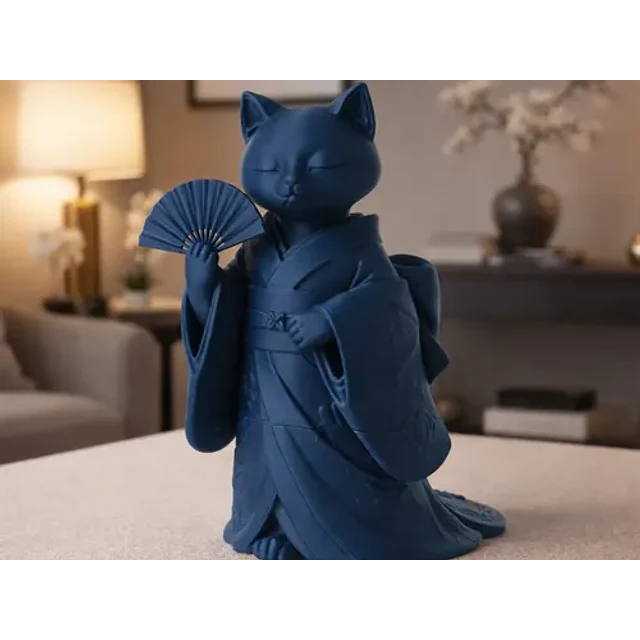 Escultura Decorativa- Gato Con Kimono