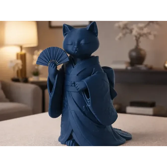 Escultura Decorativa- Gato Con Kimono 2