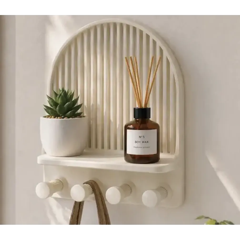 Figura Decorativa Organizador Con Ganchos Y Estante 1