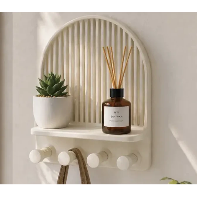 Figura Decorativa Organizador Con Ganchos Y Estante 1