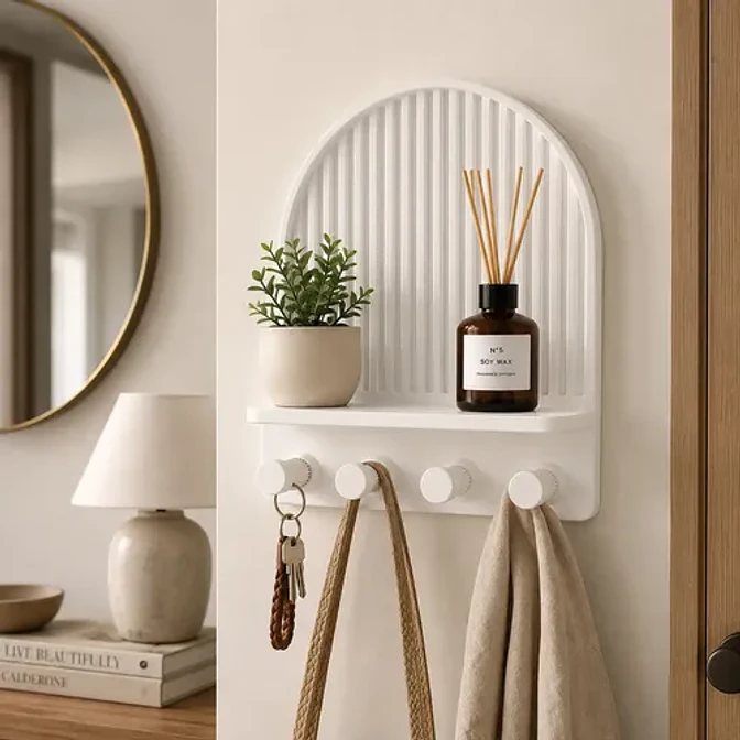 Figura Decorativa Organizador Con Ganchos Y Estante 3