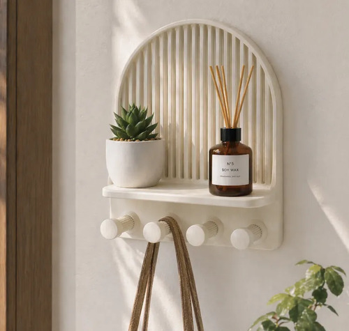 Figura Decorativa Organizador Con Ganchos Y Estante - Foto 4