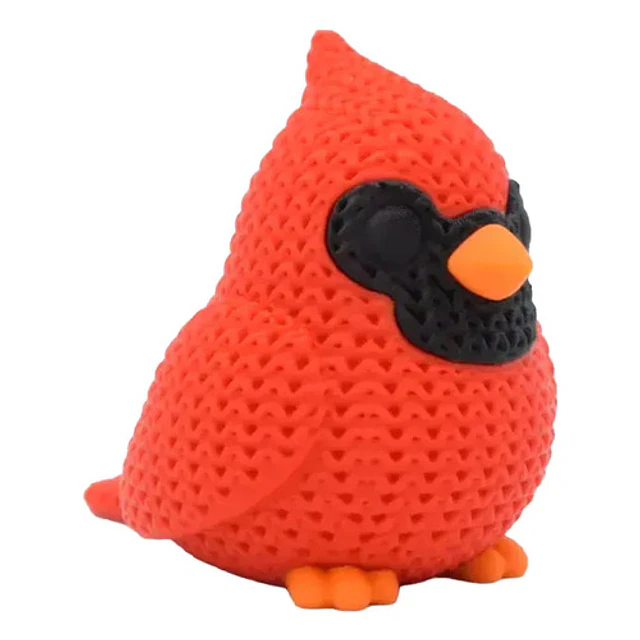 Figura Pájaro Cardenal Estilo Tejido