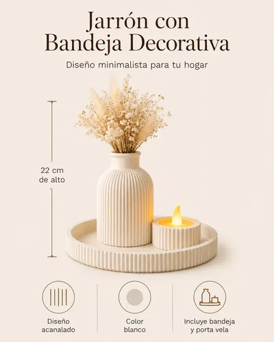 Jarrón Florero, Portavelas Y Bandeja Para Regalo Mamá - Foto 4