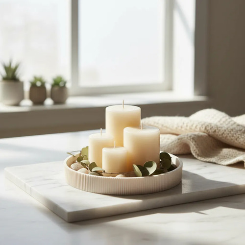 Cuenco Decorativo, Bandeja, Bandeja Para Velas Acanalados
