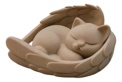 Escultura Decorativa- Gato Durmiendo En Alas