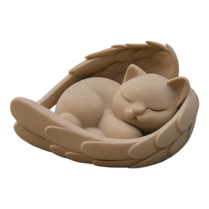 Escultura Decorativa- Gato Durmiendo En Alas 1