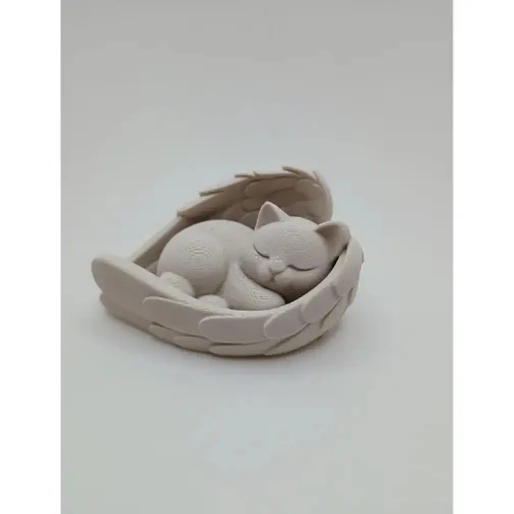 Escultura Decorativa- Gato Durmiendo En Alas 2