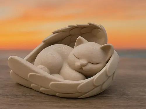 Escultura Decorativa- Gato Durmiendo En Alas - Foto 3