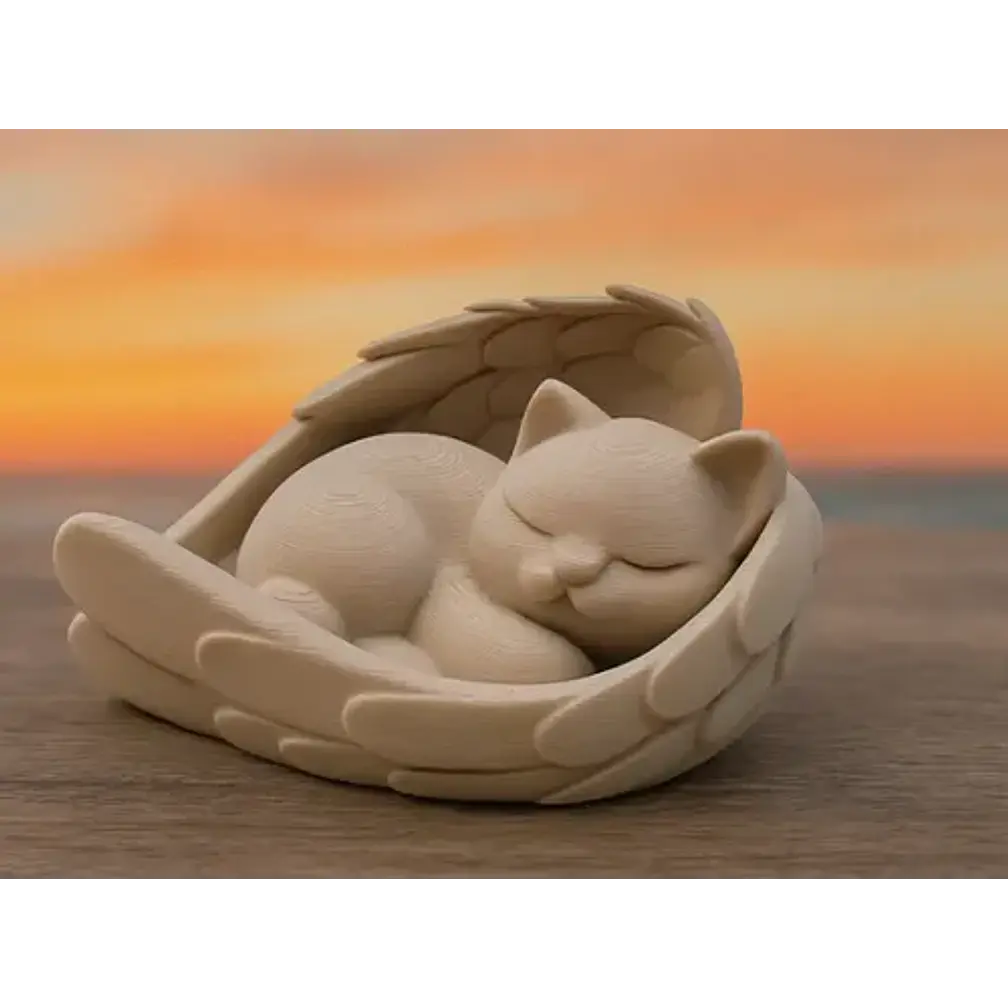 Escultura Decorativa- Gato Durmiendo En Alas 3