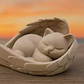 Escultura Decorativa- Gato Durmiendo En Alas - Miniatura 3