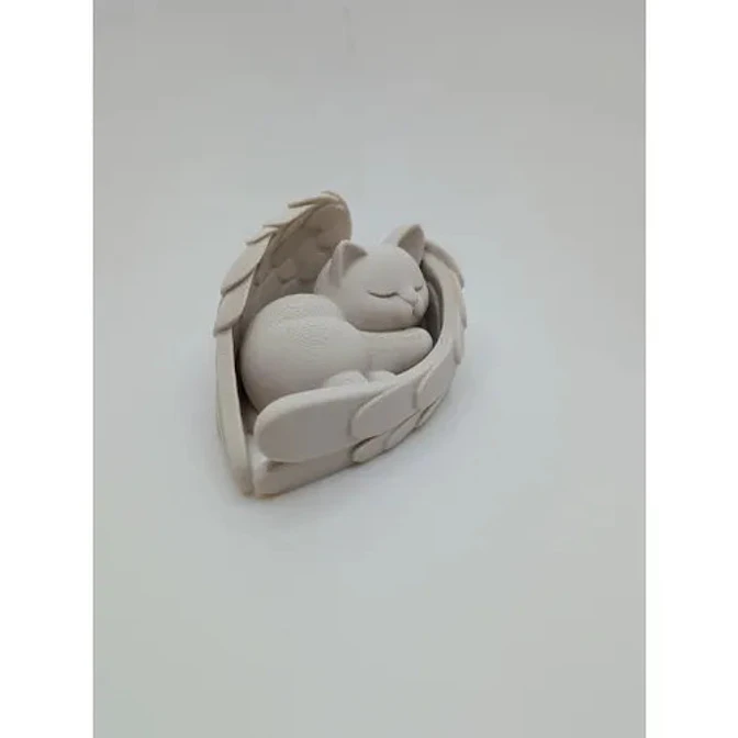 Escultura Decorativa- Gato Durmiendo En Alas 4
