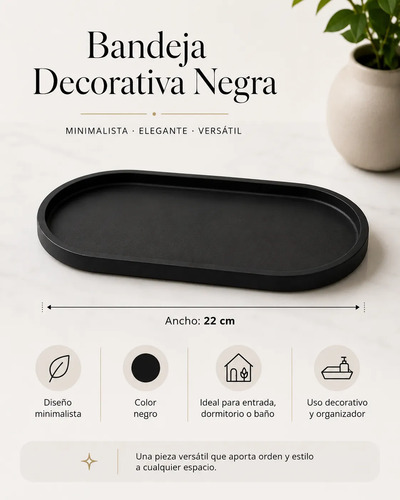 Bandeja Ovalada Decorativa Organizadora Minimalista - Foto 3