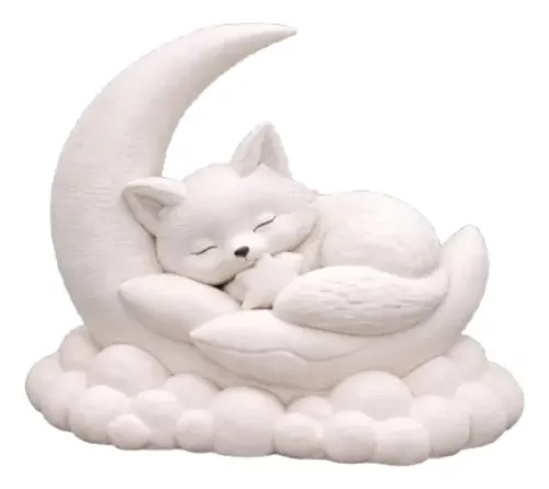 Escultura Decorativa- Zorro Durmiendo En La Luna