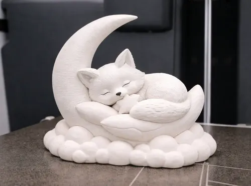 Escultura Decorativa- Zorro Durmiendo En La Luna - Foto 2