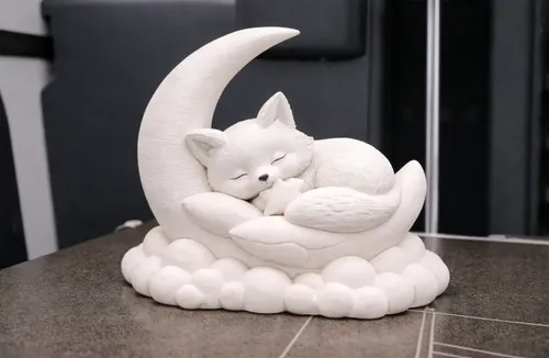 Escultura Decorativa- Zorro Durmiendo En La Luna - Foto 3