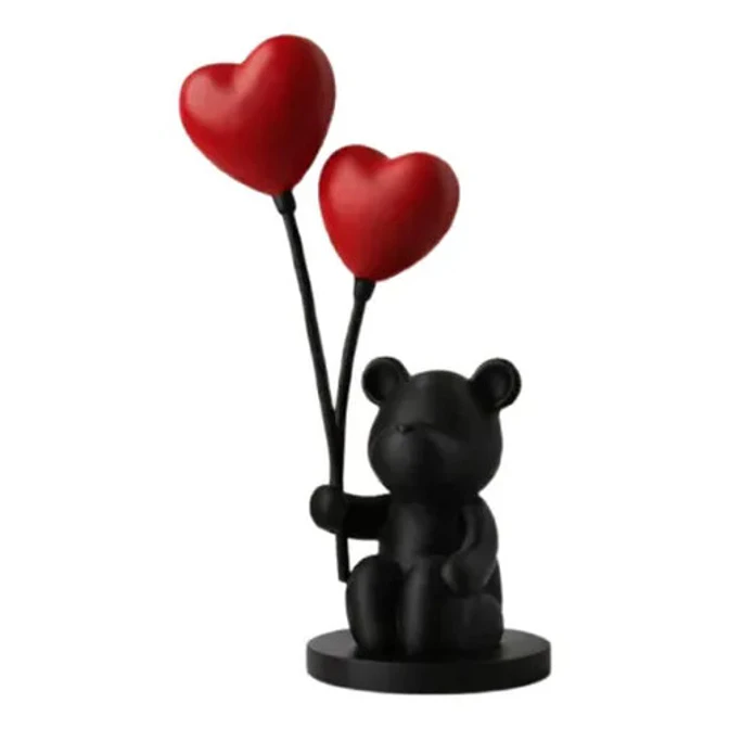Escultura Decorativa- Oso Globos De Corazón 1