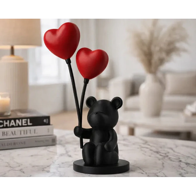 Escultura Decorativa- Oso Globos De Corazón 2