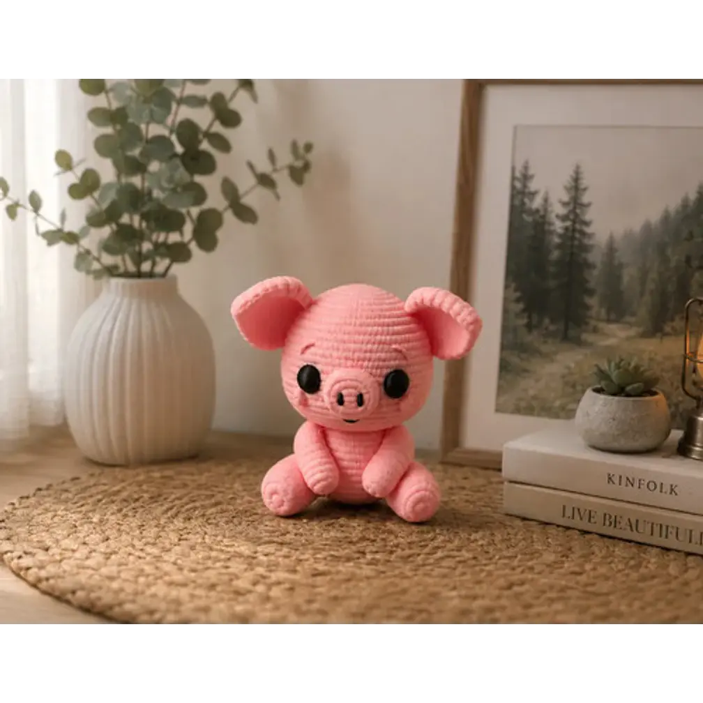 Figura Decorativa- Cerdito Tierno De Punto 3