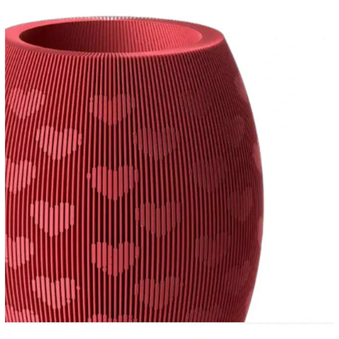 Jarrón Rojo Con Diseño De Corazones 2