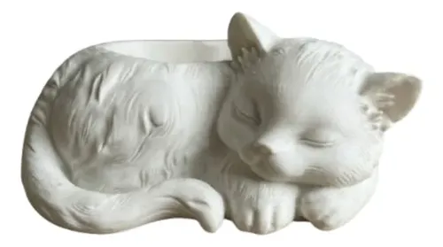 Portalápices- Gato Blanco Durmiente